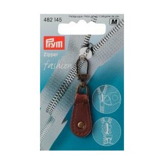 482145 Fashion-Zipper Lederimitat braun - KTE á 1 ST