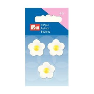 Abverkauf - 316705 Knopf Ösen Blume 20 mm gelb/weiß - KTE á 3 St