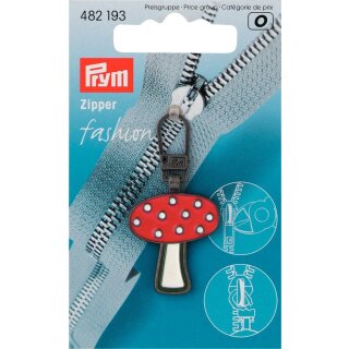 482193 Fashion-Zipper für Kinder Pilz rot/weiß - KTE á 1 ST