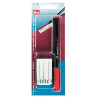 Abverkauf - 611786 - 24 Wäscheetiketten + Markierstift rot, permanent - KTE á 1 Set