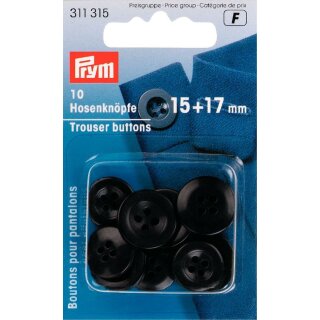 311315 Hosenknöpfe 15 + 17 mm schwarz - KTE á 10 ST