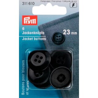 311610 Jackenknöpfe 23 mm schwarz - KTE á 8 ST