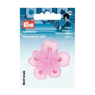 Abverkauf - 926574 Applikation Blume Organza rose