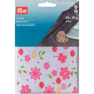 Abverkauf - 929434 Flickstoff CO 40 x 10 cm Blumen pink/bunt  KTE á 0,054 m²