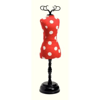 Abverkauf - 610318 Nadelkissen Designbüste Polka Dots rot/weiß - KTE à 1 St