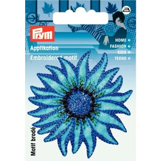 Abverkauf - 926620 Applikation Exklusiv Blume blau/bleu