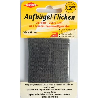 Köper-Bügelflicken 40 cm x 12 cm / dunkelgrau