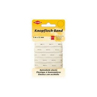 Knopflochband 12 mm x 3 m / weiß