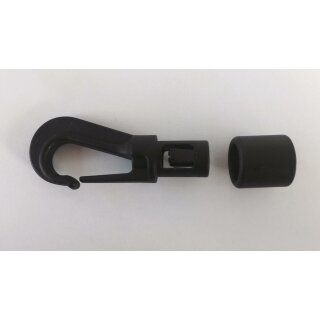 Kunststoff-Karabinerhaken 6mm mit Kappe schwarz pro Stück