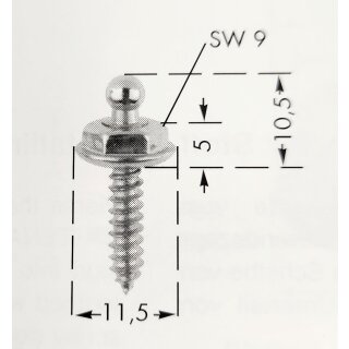 Tenax-Unterteil MC Messing verchromt Schraube  4,2 x 10 mm / Preis pro Stück