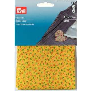 Abverkauf - 929437 Flickstoff CO 40 x 10 cm Blumen gelb/bunt KTE à 0,04 m²