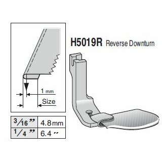 H5019R-1/4 Suisei Rev. Downturn Top Stitch Feller Foot