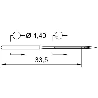 708924 - Schmetz - 08:65MA1100 / 459 R Nadeldicke: 100 / Preis pro Karte á 10 Nadeln