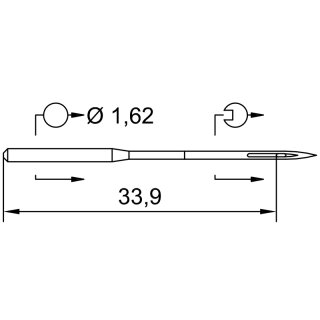 710954 - Schmetz - 12:051100 / 34 (R) Nadeldicke: 100 / Preis pro Karte á 10 Nadeln