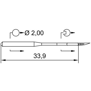 700076 - Schmetz - 20:55BA1100 / 134 EL Nadeldicke: 100 / Preis pro Karte á 10 Nadeln