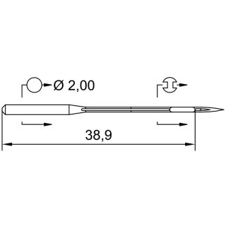 762564 - Schmetz - 38:00EB180 / UY 128 GAS SES Nadeldicke: 80 / Preis pro Karte á 10 Nadeln