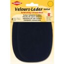 Velours-Leder Imitat beidseitig 2x 10 cm x 15 cm / marine