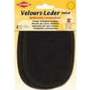 Velours-Leder Imitat beidseitig 2x 10 cm x 15 cm / khaki