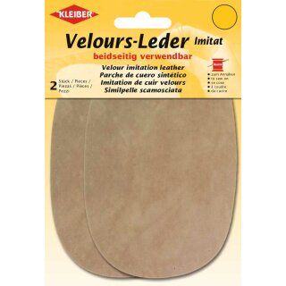 Velours-Leder Imitat beidseitig 2x 10 cm x 15 cm / ecru