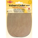 Velours-Leder Imitat beidseitig 2x 10 cm x 15 cm / ecru