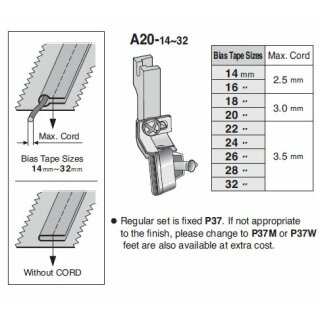 A20-18 Bias Cord Piping Foot