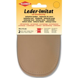 Leder-Imitat mit Kaschierung 2x 10 cm x 15 cm / beige