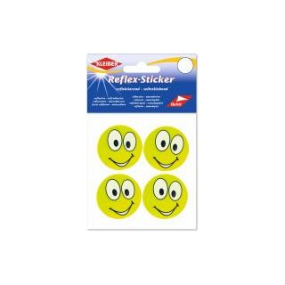 Reflex-Sticker Funny Face big eyes 4 x Ø 4,8 cm / gelb