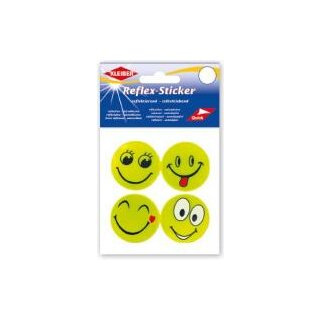 Reflex-Sticker Funny Face 4 x Ø 4,8 cm / gelb