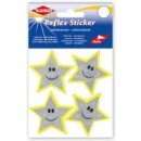 Reflex-Sticker Sterne mit Gesicht 4 x Ø 5 cm /...