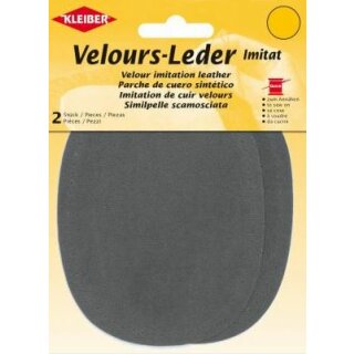 Velours-Leder-Imitat klein 2x 13 cm x 10 cm / hellgrau