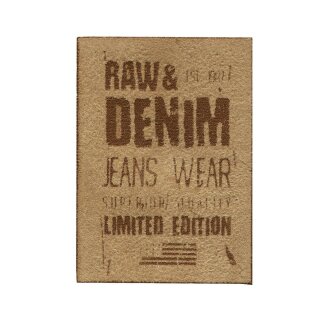 922000 Applikation Label RAW&DENIM Wildlederimitat sand - KTE á 1 ST