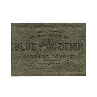 922003 Applikation Label BLUE DENIM Wildlederimitat oliv - KTE á 1 ST