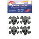 Reflex-Sticker 4 x Ø ca. 5 cm Totenkopf silber