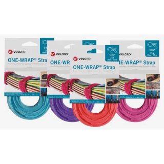 ONE-WRAP® Strap Klett-Kabelbinder der Marke VELCRO® 20mm x 150mm 25 Stück schwarz