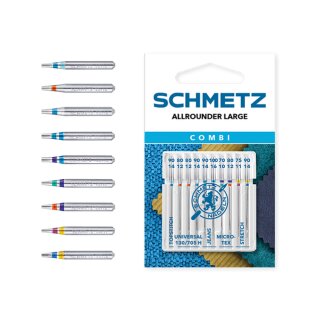 717737- Schmetz - 130/705 H KOMBI BASIC ALLROUNDER LARGE mit H/H-J/H-S/TOPSTITCH/MICROTEX Karte á 10 Nadeln / Preis pro Karte