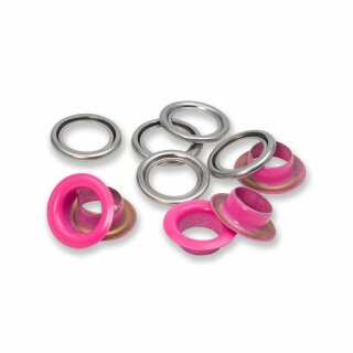 542549 Ösen mit Scheiben MS 11mm pink-silberfarbig - KTE á 20 ST