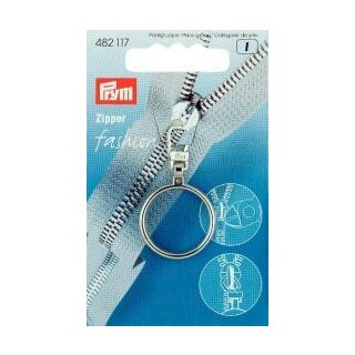 482117 Fashion-Zipper Ring silberfarbig - KTE á 1 St