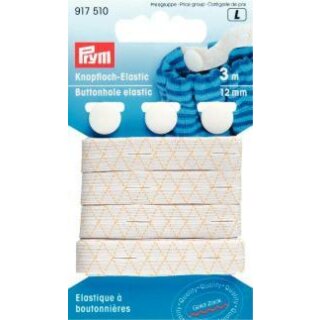 917510 Knopfloch-Elastic mit 3 Knöpfen 12 mm weiß - KTE á 3 M