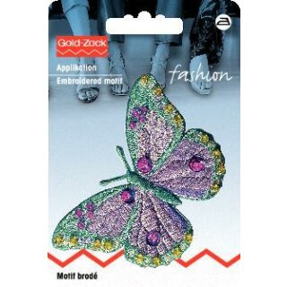 Abverkauf - 926165 Applikation Schmetterling exklusiv mint pastell mit Perlen - KTE á 1 St