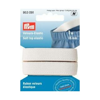 953091 Velour-Elastic 15 mm weiß - KTE á 1 M