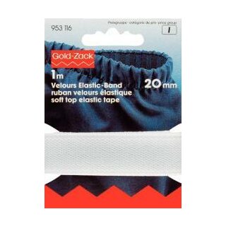 953116 Velour-Elastic 20 mm weiß - KTE á 1 M