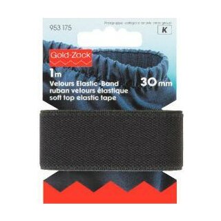 953175 Velour-Elastic 30 mm schwarz - KTE á 1 M