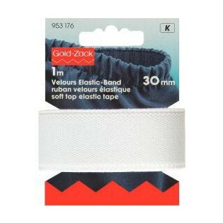 953176 Velour-Elastic 30 mm weiß - KTE á 1 M