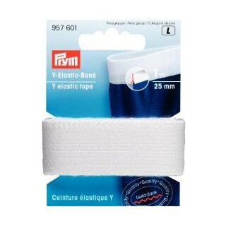 957601 Y-Elastic-Band 25 mm weiß - KTE á 1 M