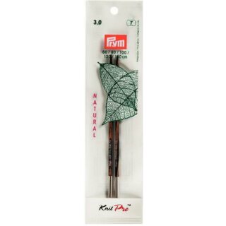 Abverkauf - 223322 Rundstricknadelspitzen NATURAL farbig lang 11,6 cm 3,00 mm - BTL á 2 St